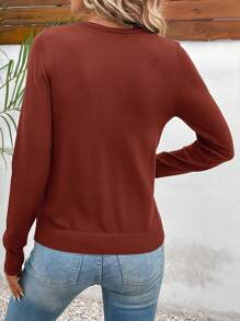 SHEIN LUNE Cárdigan ligero casual de unicolor para primavera/otoño - Burdeos - Ver 2