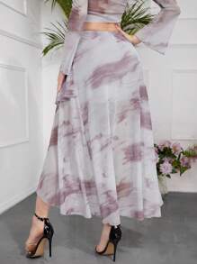 Modelyn Women's Ruffle Hem Asymmetrical Hemline Skirt - Multicolor - View 2