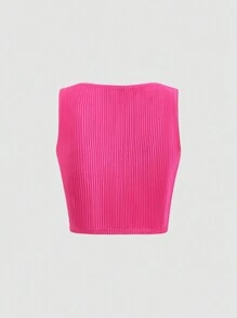 SHEIN Unity 女款純色簡約休閒無袖背心上衣