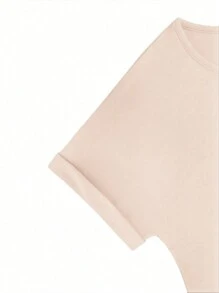 INAWLY 女士春夏季純色短袖T恤和長褲2件套休閒套裝 - 杏色 - 查看 5