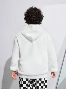 SHEIN Tween Boys Extended Size Colorful Headphone Print Casual Fleece Hoodie, Fall/Winter