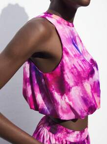 Maija 女士圓領無袖短上衣和褶皺裙套裝，休閒度假風格 - 彩色 - 查看 4