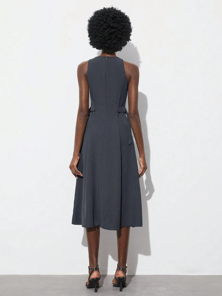 SHEIN Maija Women's Round Neck Solid Color Sleeveless Casual Dress,Autumn Outfits For Women  St Patrick's Day Women Easter Summer Outfits Easter Dress Women Party Top Beach Dress Summer Holiday Outfits Each Vacation Outfits For Women  Summer Outfit For Women Going Out Outfits Graduation Graduation Outfit  Casual Dresses  Casual Blouses For Women