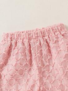 SHEIN Young Girls' Simple Everyday Long Sleeve Shorts 2-Piece Set - Pink - View 6
