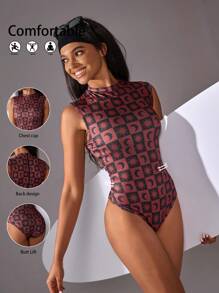 VARSITIE Sports Summer Surfing Basic Prints &Chest Cup With JUMPSUIT