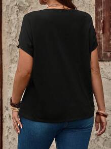 EMERY ROSE 女士大碼豹紋拼接圓領短袖T恤 - 彩色 - 查看 2