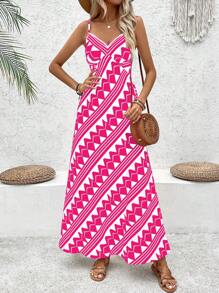 Breezaya Geo Print Cami Dress For Summer - Pink - View 7