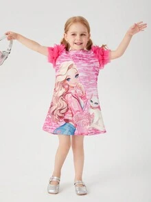 SHEIN Explorewe Mädchen Rosa Glitzerkleid mit Cartoon Prinzessin Muster. Das Kleid hat eine zarte rosa Farbe, voller Süße und träumhaftem Gefühl, sehr geeignet für kleine Mädchen. Das Kleid ist mit niedlichen Cartoon Prinzessin Mustern Muster, voller kindlicher Freude, und lässt die Kinder glauben, dass sie sich in einer Märchenwelt befinden. Die glitzernden Verzierungen des Kleides glänzen im Licht und verleihen ihm eine berückende und anziehende Wirkung und visuell eine verbesserte Gesamtoptik und macht Kinder selbstbewusster und glücklicher beim Tragen. Die Ärmel haben ein einzigartiges Design aus dreilagiger Spitze, wobei jede Schicht sorgfältig ausgeschnitten und gestapelt wurde, um reiche Schichten zu schaffen. Dieses rosa, bedruckte Glitzerkleid mit Cartoons für Mädchen ist ein Kleidungsstück, das voller kindlicher Freude und Pracht ist. Es kombiniert niedliche Cartoon-Elemente, glänzende Glitzer und exquisite Spitzen-Designs, um die Süße und Eleganz kleiner Prinzessinnen perfekt darzustellen. - Verschiedenfarbig - Übersicht 6