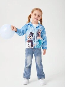 Young Girl Long Sleeve Cute Print Jacket For Daily Wear - Blue - View 4