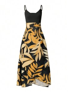 Chiquease Vestido maxi de mujer de correas de espagueti, de un solo color, con estampado, para uso diario sencillo