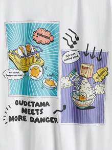 Gudetama X SHEIN Tween Boy卡通漫畫印花寬鬆T恤