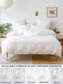 Bộ bìa duvet chần gòn trơn không có chất độn - trắng - Xem 7