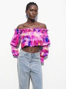 Maija Áo crop top in hoa lệch vai dành cho nữ cho ngày lễ thông thường - Nhiều màu - Xem 5
