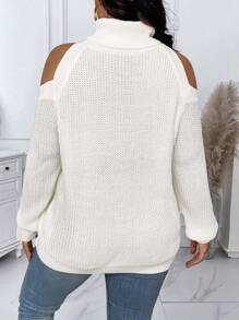 Calvaya 特大碼女士純色簡約開肩針織毛衣外套，日常穿搭必備