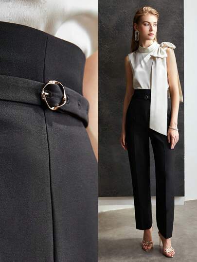 MOTF PREMIUM Pantalones de traje de cintura con volante