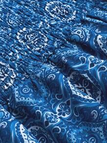 Sweetra Women's Random Printed Strapless Dress Mini Short Women Outfit - Blue - View 4