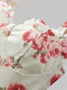 SHEIN MOD Women's Eleagnt Sleeveless Floral Printed Ruched Dress - Apricot - View 4