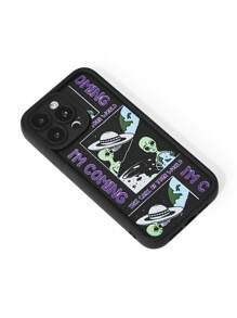 Slampz std Funda de teléfono con diseño de letras oscuras y patrón alienígena de artista, para vacaciones - Multicolor - Ver 5