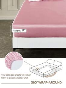 2/3件套纯色缎面床笠，1件缎面床笠+1/2件缎面枕套，柔软透气，不易起皱，提升睡眠质量，奢华酒店风格，礼品之选，适用于各种尺寸床——单人床、双人床、特大号床、大号床，床笠深度14英寸/35厘米，可机洗，通过Oeko-Tex认证