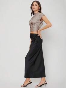 MOTF PREMIUM STRAIGHT DRAWSTRING SKIRT - Black - View 8