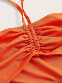 SHEIN X KeniaOs SHEIN ICON Vestido halter sin espalda con lazo recortado