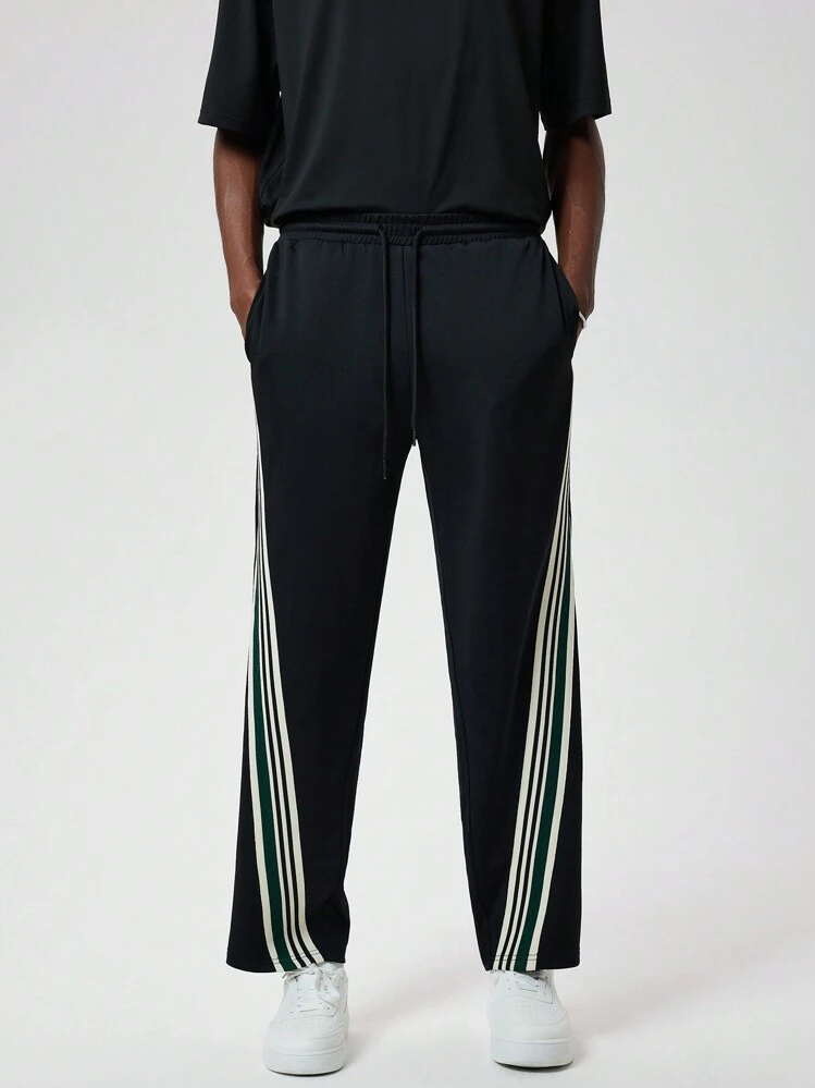 Forever 21 Baggy Track Sweatpants In Black With Side Stripe - Black - View 1