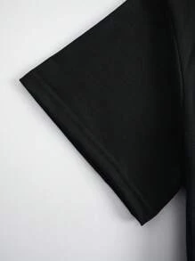 INAWLY 女士度假休闲卡通口号印花 T 恤图案 T 恤女式上衣 - 黑色 - 查看 3