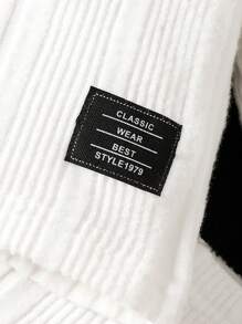 SHEIN Playful Pals 嬰兒女寶寶純色簡約日常長袖上衣褲套裝 - 黑與白 - 查看 3