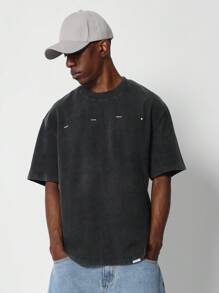 SUMWON Áo thun giặt có in hình phi hành gia - màu đen - Xem 2