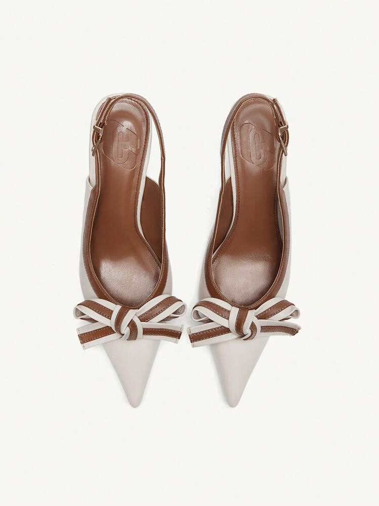 CUCCOO CHICEST Escarpins à bout pointu pour femmes avec accent nœud, talon stiletto bicolore, talons hauts élégants et pour le travail, les rendez-vous, le thé de l'après-midi, un incontournable polyvalent dans la garde-robe - Nude - Voir 3