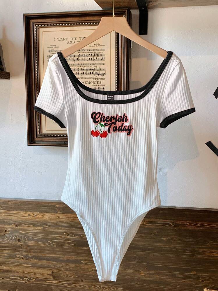 Comfortcana Body Casual de Verano de Patrón de Frutas en Bloques de Color Blanco y Negro - Blanco y Negro - Añade 8