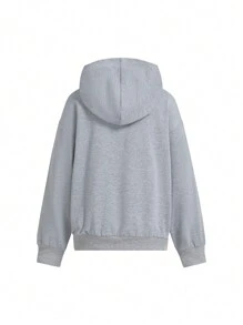 SHEIN Conjunto de 2 piezas: Sudadera holgada de manga larga impresa y Pantalones deportivos casuales con puños elásticos para correr, hip-hop, danza y otros deportes de niña con estilo y versatilidad para primavera y otoño