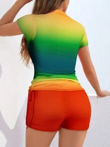 SHEIN Swim Women's Gradient Beach Vacation Tankini Set Summer - Multicolor - View 2