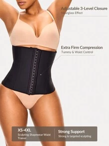 SHAPORA Shaping Waist Trainer Shapewear Body Shaper With Adjustable 3-Level Closure -Tummy Waist Control - Black - View 3