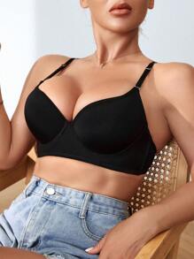 SHEIN U-Shaped Push-Up Backless Women's Bra - Black - View 5
