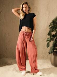 VARSITIE 夏季戶外基本款運動背心上衣 - 黑色 - 查看 4