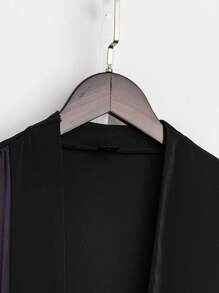 Al Najma Casaco feminino de manga comprida plissada, elegante e confortável, com ombré, frente aberta, modesto, abaya, robe abaya de frente aberta