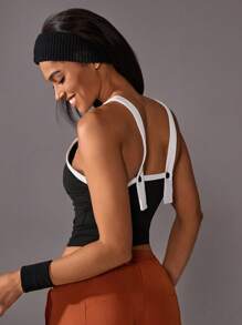 VARSIVA Thể thao Mùa hè Ngoài trời Màu sắc tương phản cơ bản với ÁO TANKTOP TẬP THỂ DỤC - màu đen - Xem 3