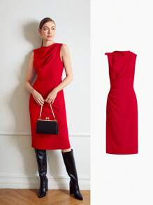 MOTF PREMIUM 垂墜緊身連衣裙 - 紅色 - 查看 2