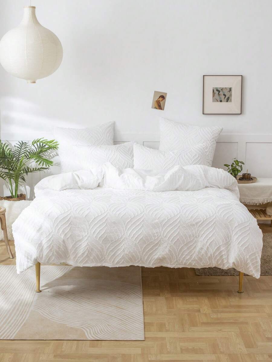 Bộ bìa duvet chần gòn trơn không có chất độn - trắng - Xem 1