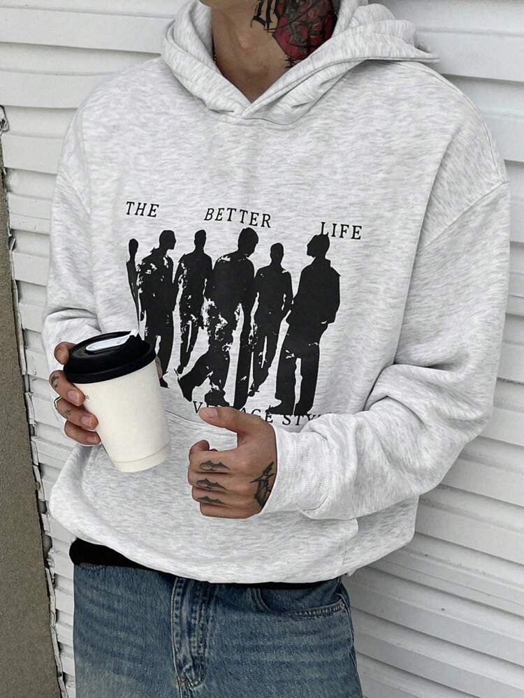 Men's Spring/Fall Casual Hoodie With Letter Print, Daily