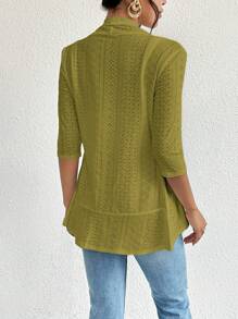 SHEIN Privé Áo khoác nữ màu trơn đơn giản hàng ngày - Màu xanh Ô liu - Xem 2