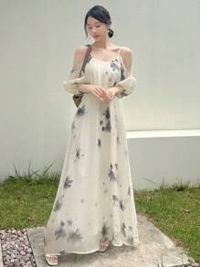 EastFlair Women's Simple Everyday Chinese Style Tie Dye Dress