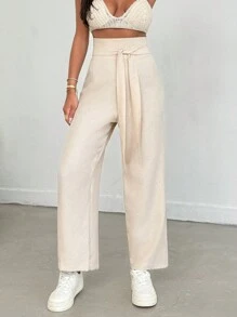 RueChic 女款純色彈性腰帶長褲