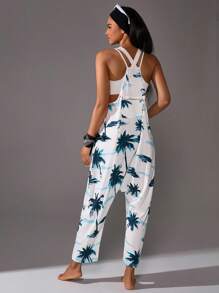 Menodora SHEIN Sport Sports Summer Outdoor Basic Prints&Pockets With JUMPSUIT - Blue - View 2