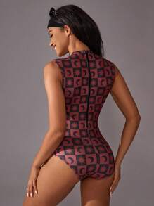 VARSITIE Sports Summer Surfing Basic Prints &Chest Cup With JUMPSUIT