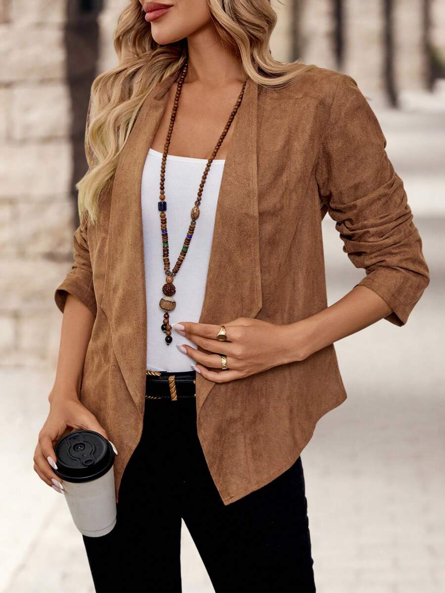 EMERY ROSE Women's Casual Daily Long Sleeve Jacket - Army Green - View 1