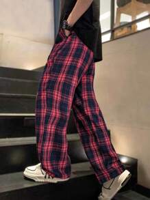 Claim Dot Loose Fit Men's Plaid Pants, Fall