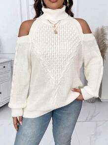 Calvaya 特大碼女士純色簡約開肩針織毛衣外套，日常穿搭必備