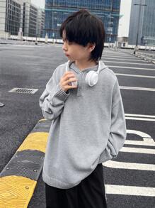 SHEIN Kids' Tween Boy Casual Wide Strap Sleeveless Knit Sweater Vest With Round Neck - Multicolor - View 5